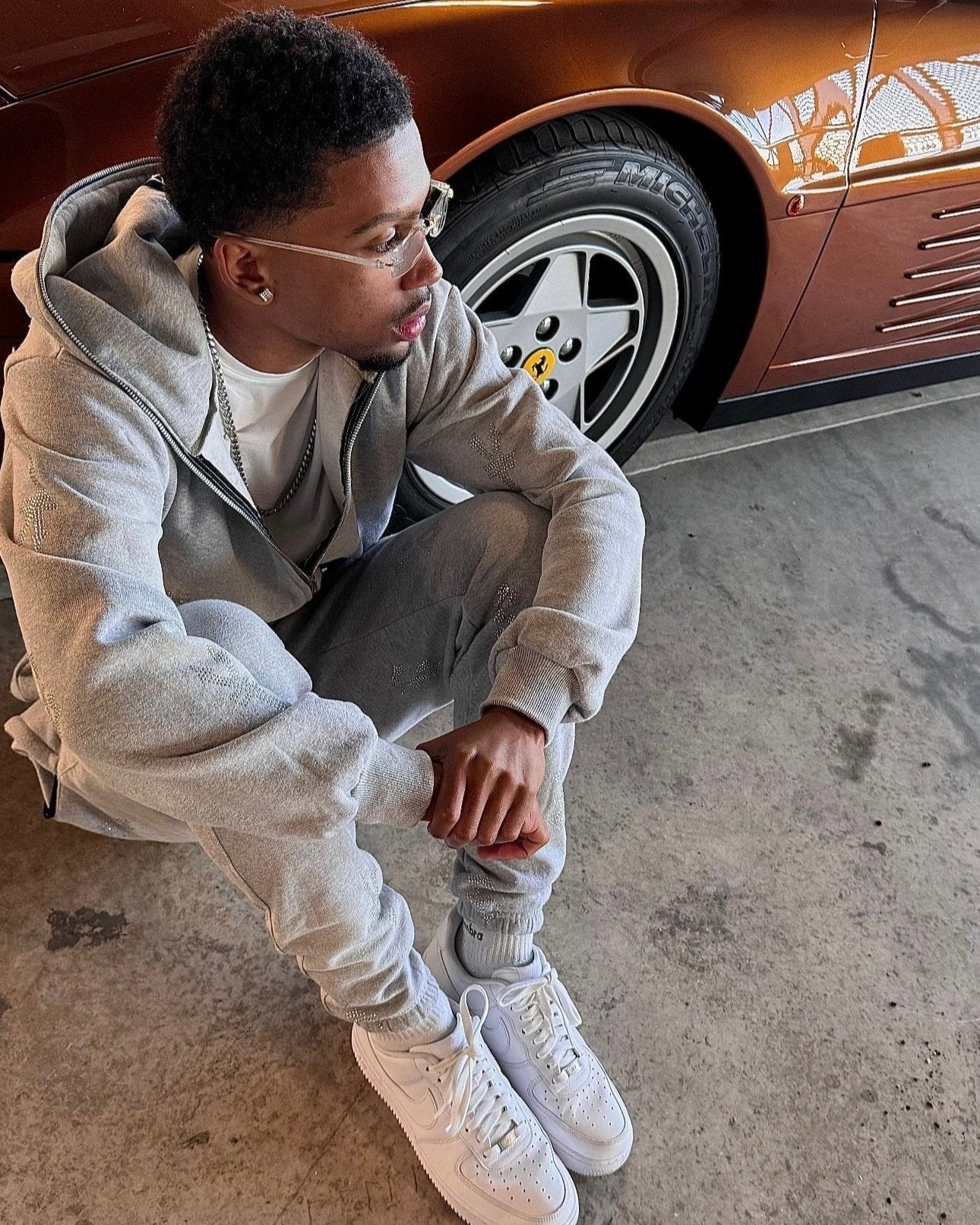 Ice Grey Star-Studded Millionaire Full Zip