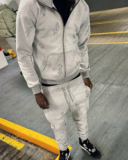 Ice Grey Star-Studded Millionaire Full Zip